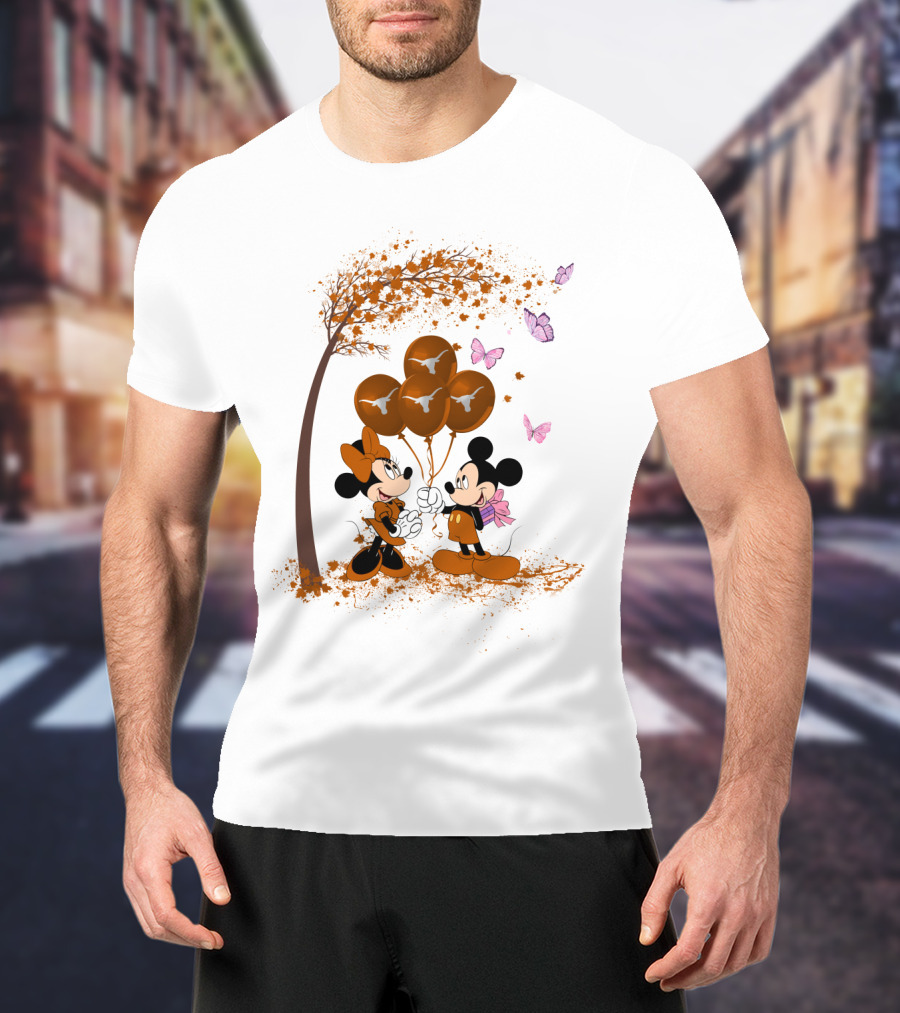 Ncaa Texas Longhorns Mickey Minnie Balloons T-Shirt