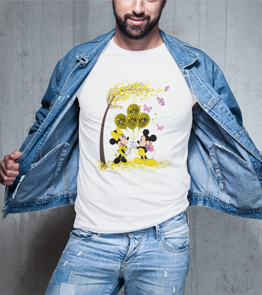 Borussia Dortmund BVB 09 Mickey And Minnie Balloons Bundesliga T-Shirt