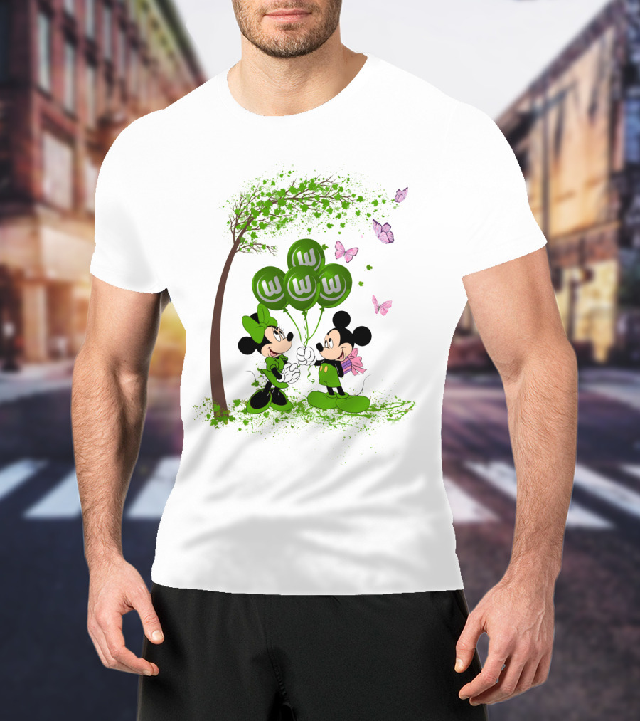 DH 29 Bundesliga VfL Wolfsburg Disney Mickey Minnie Balloons T-Shirt