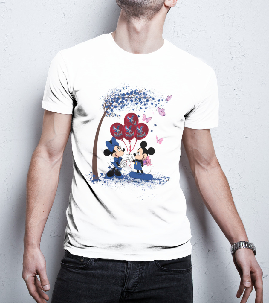 DH 29 Premier League Crystal Palace Mickey Minnie Balloons Butterflies T-Shirt