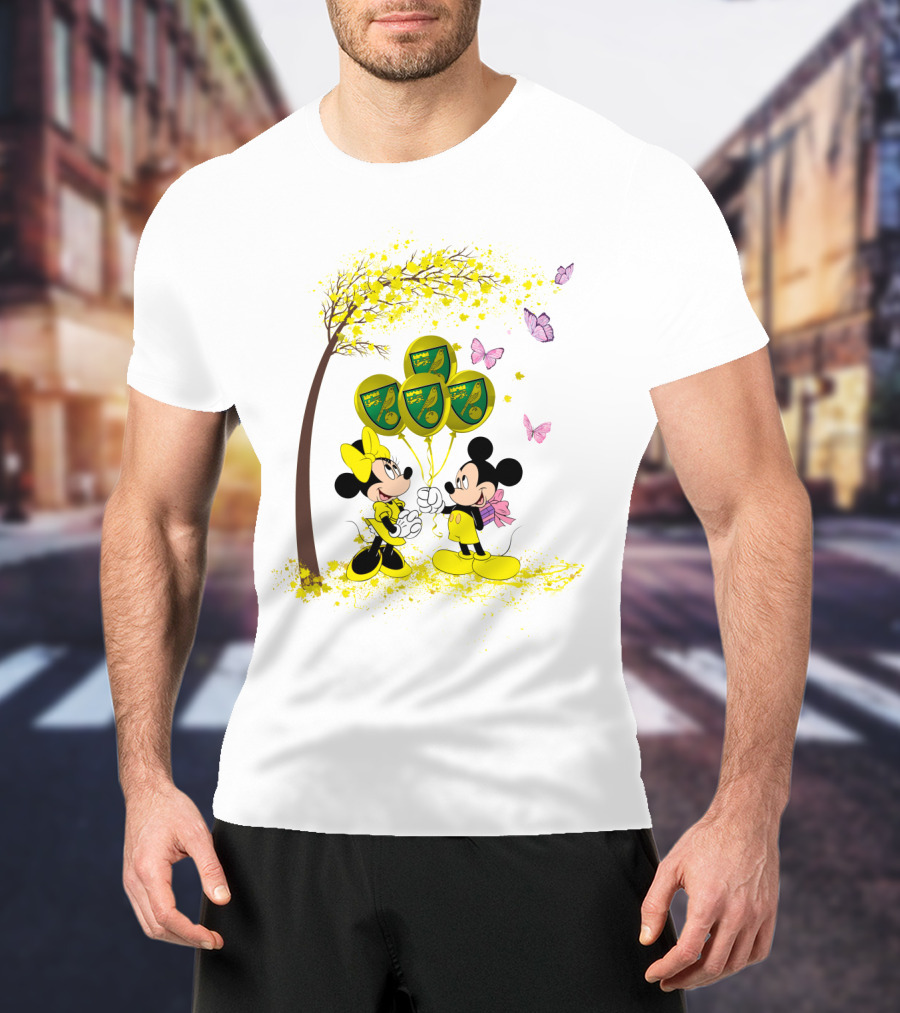 DH 29 Premier League Norwich City Mickey Minnie Balloons T-Shirt