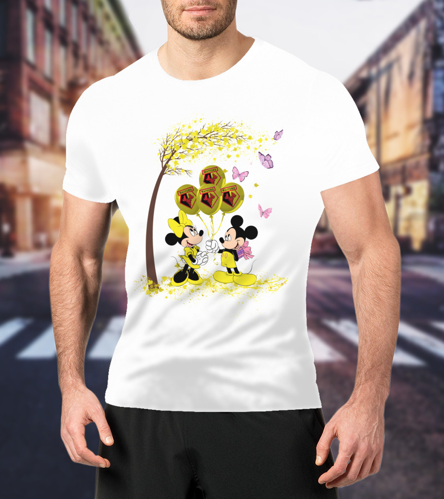 DH 29 Premier League Watford Mickey And Minnie With Watford Balloons T-Shirt