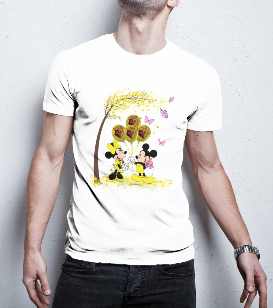 DH 29 Premier League Watford Mickey And Minnie With Watford Balloons T-Shirt