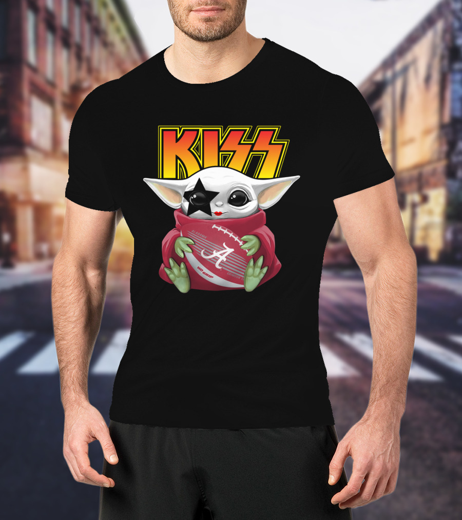 KISS Paul Stanley Baby Yoda Alabama Crimson Tide Football T-Shirt