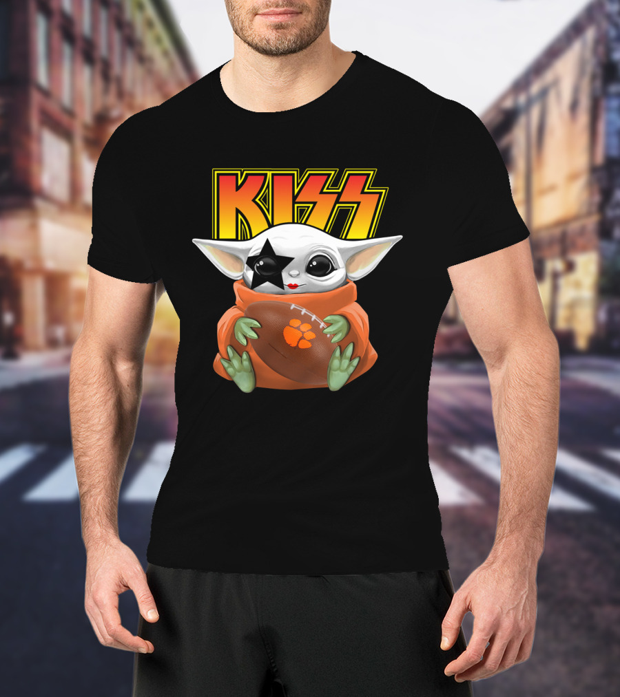 KISS Star Child And Clemson Tigers Football Baby Yoda T-Shirt