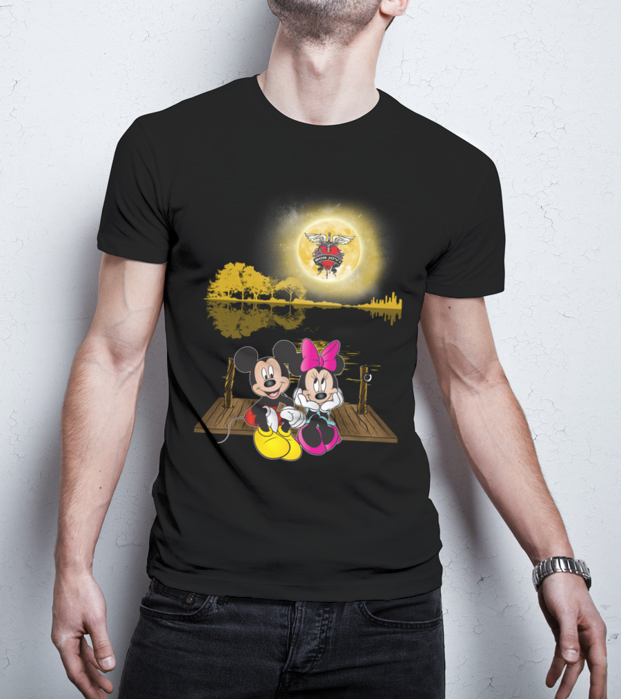 Mickey Minnie Romantic Moonlit Bon Jovi Dock Scene T-Shirt