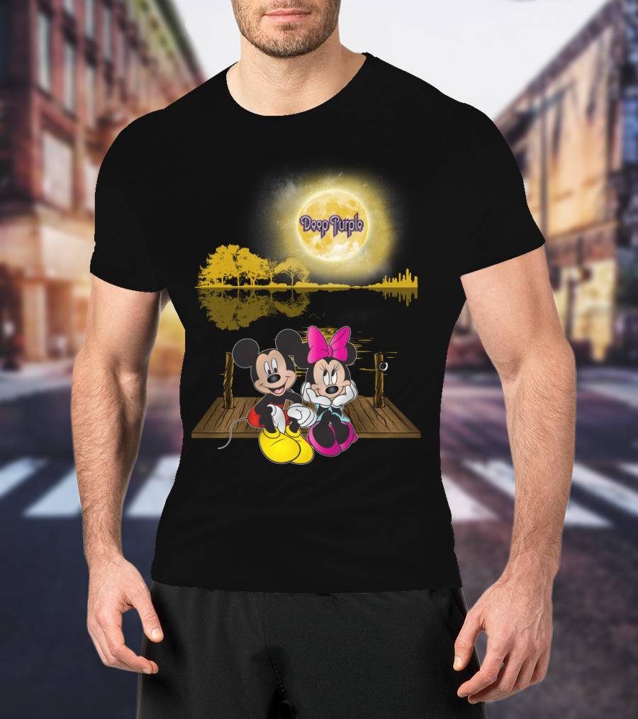Deep Purple Moonlight Mickey And Minnie Reflection T-Shirt