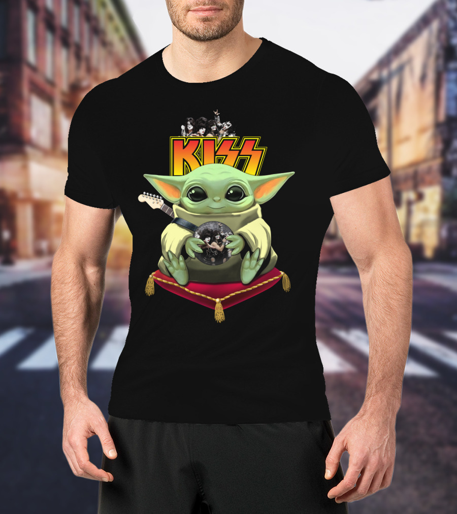 Kiss DH 35 Baby Yoda With Guitar And Band Members T-Shirt