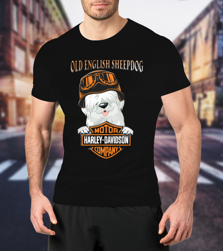 Old English Sheepdog Harley Davidson Motorcycle Company T-Shirt