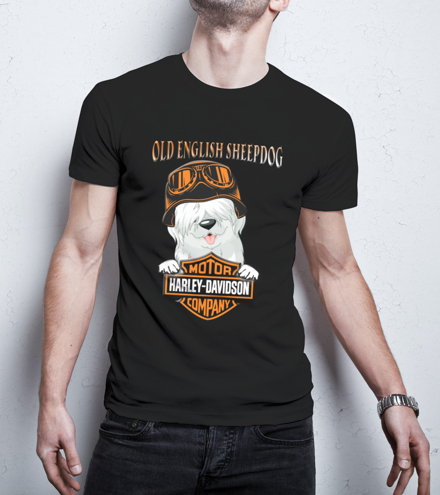 Old English Sheepdog Harley Davidson Motorcycle Company T-Shirt
