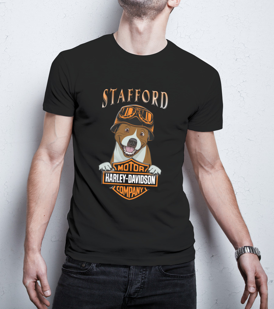 Stafford Harley Davidson Motor Company Staffordshire Bull Terrier T-Shirt