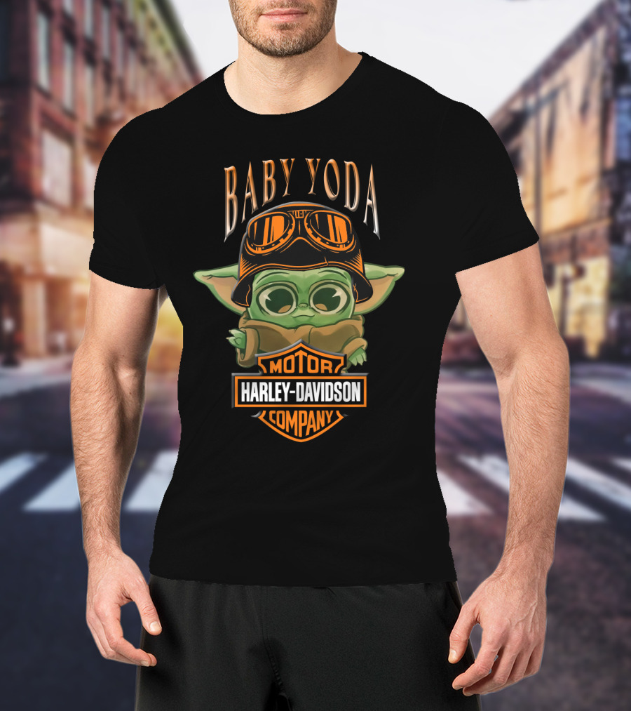 Baby Yoda Harley Davidson Motor Company Cute Dh 33 01 Motorcycle T-Shirt
