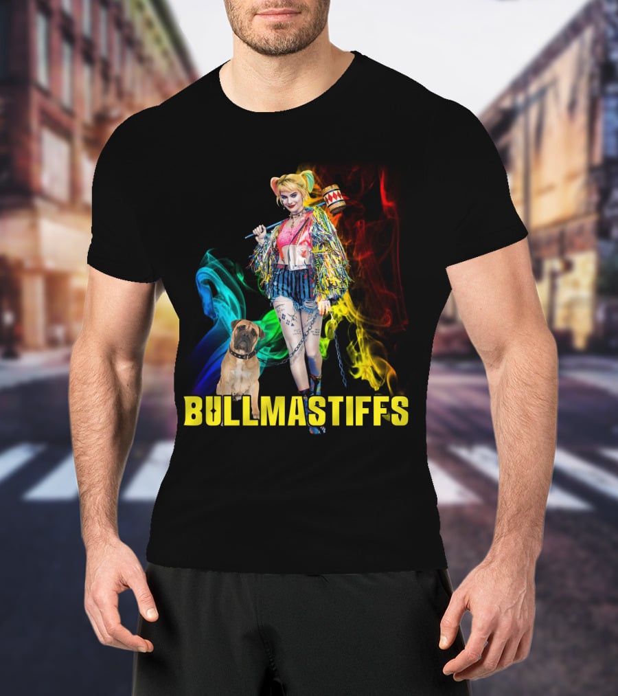 Harley Quinn Bullmastiffs Colorful Smoke Hammer T-Shirt