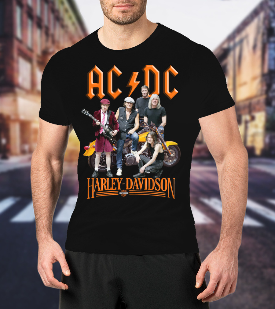 Acdc Harley Davidson Motorcycle Band Members T-Shirt