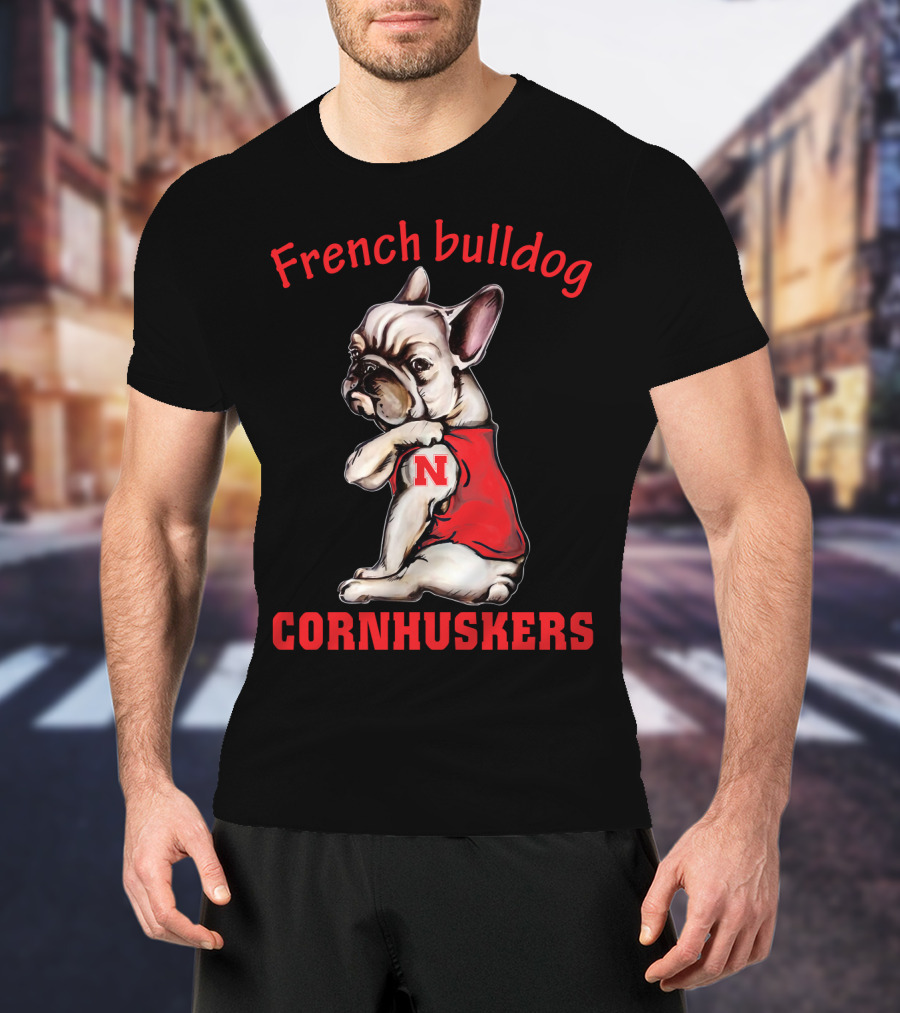 French Bulldog Cornhuskers N Nebraska T-Shirt