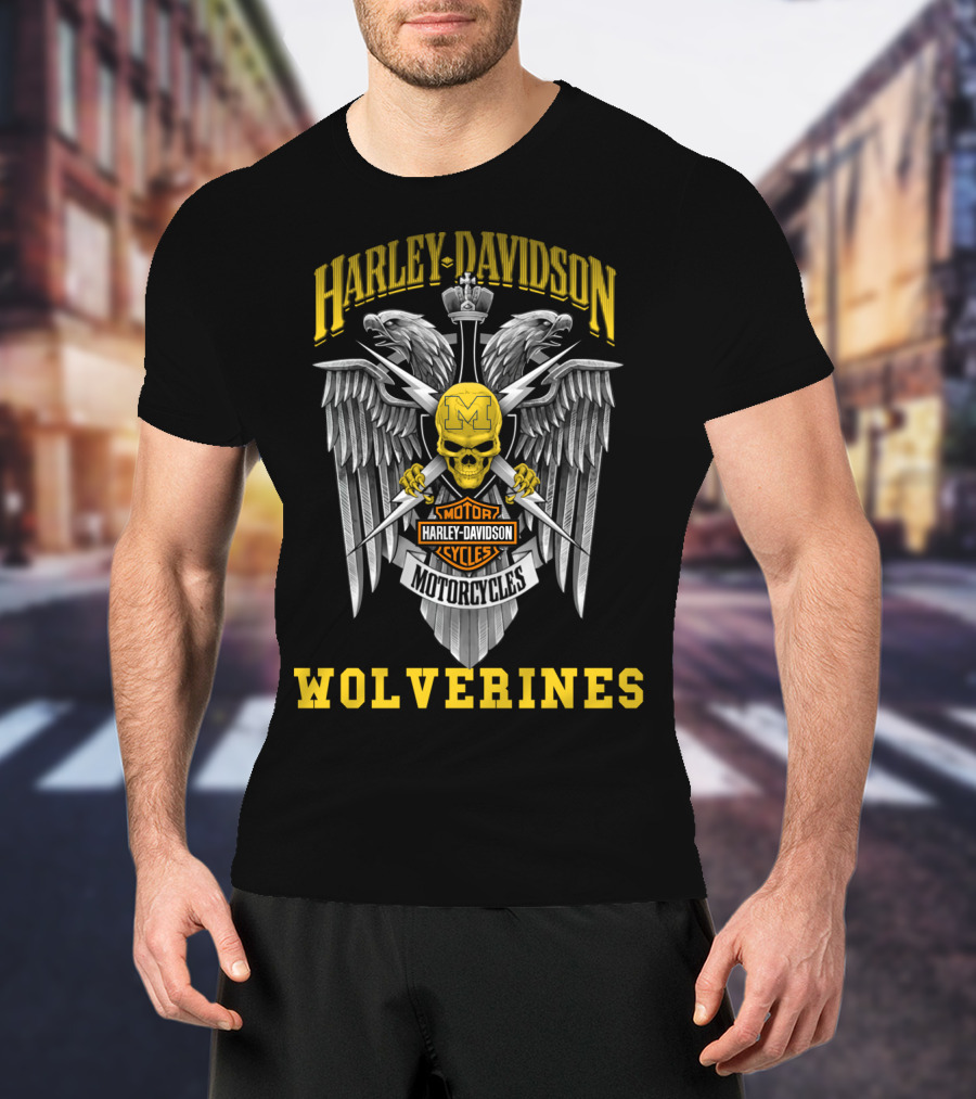Harley Davidson Motorcycles Michigan Wolverines T-Shirt