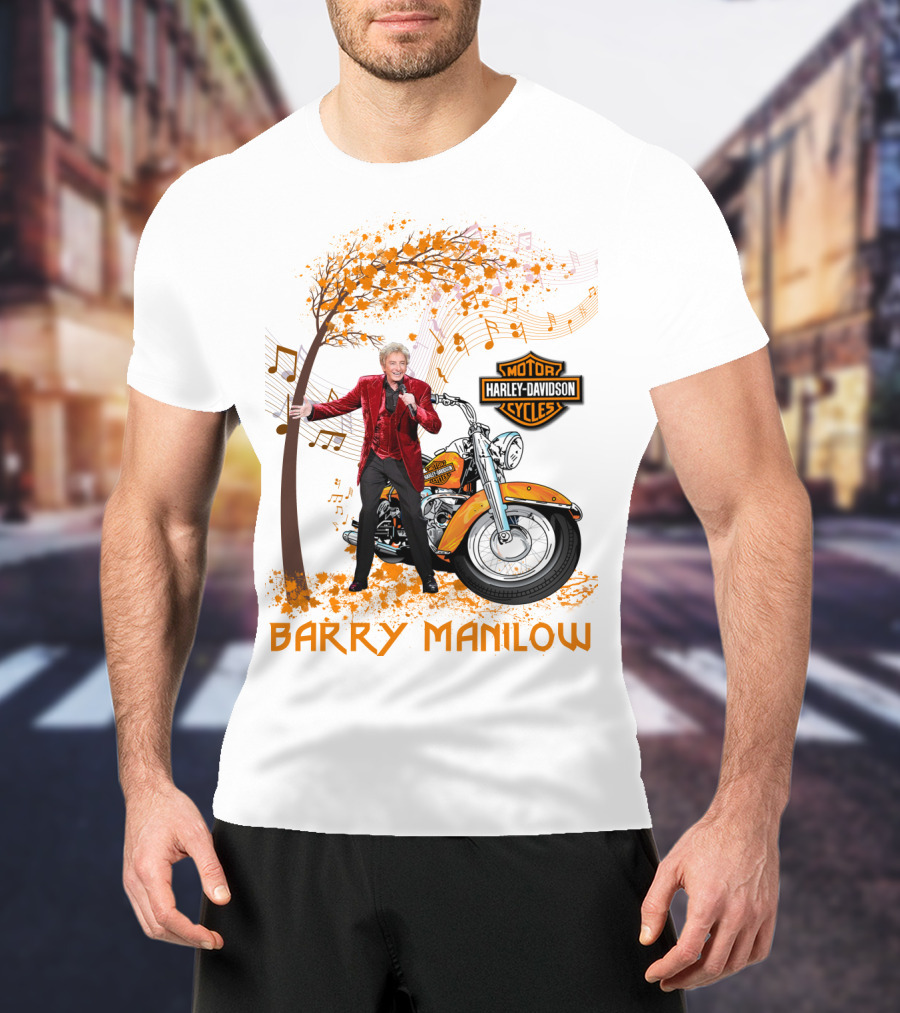 Barry Manilow Harley Davidson Motorcycle Musical Notes T-Shirt