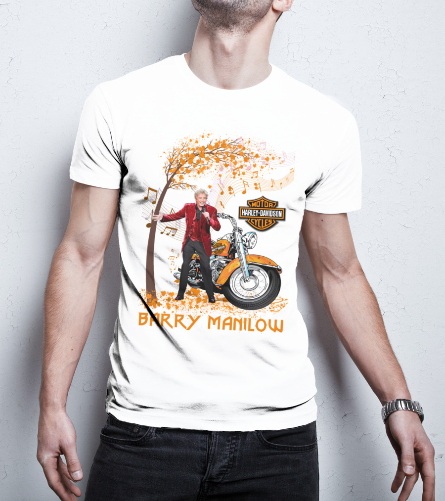 Barry Manilow Harley Davidson Motorcycle Musical Notes T-Shirt