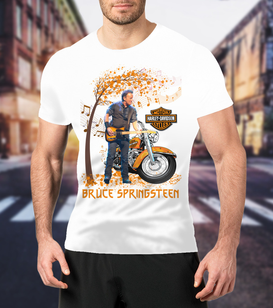 Bruce Springsteen Harley Davidson Motorcycles Music Theme T-Shirt