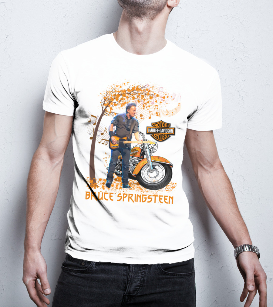 Bruce Springsteen Harley Davidson Motorcycles Music Theme T-Shirt