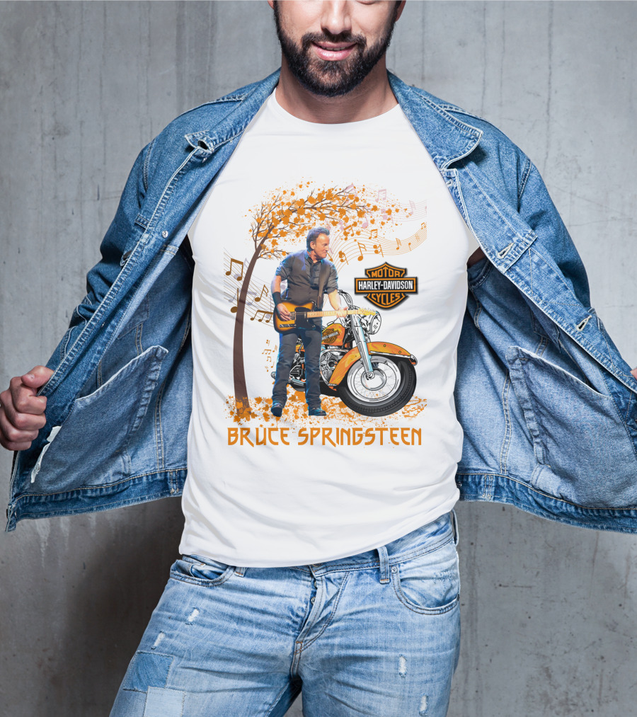 Bruce Springsteen Harley Davidson Motorcycles Music Theme T-Shirt