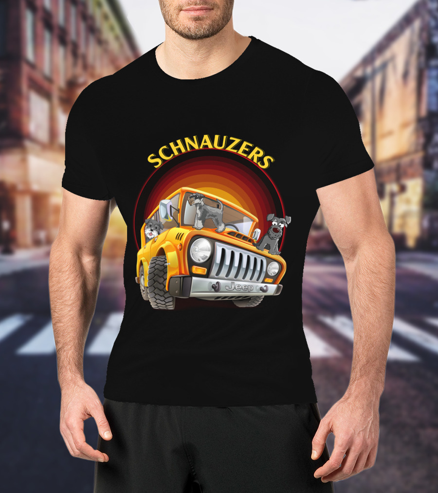 Schnauzers Jeep Adventure In Orange Cruiser T-Shirt