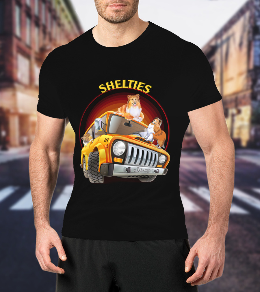 Shelties On Jeep Adventure Dh T-Shirt