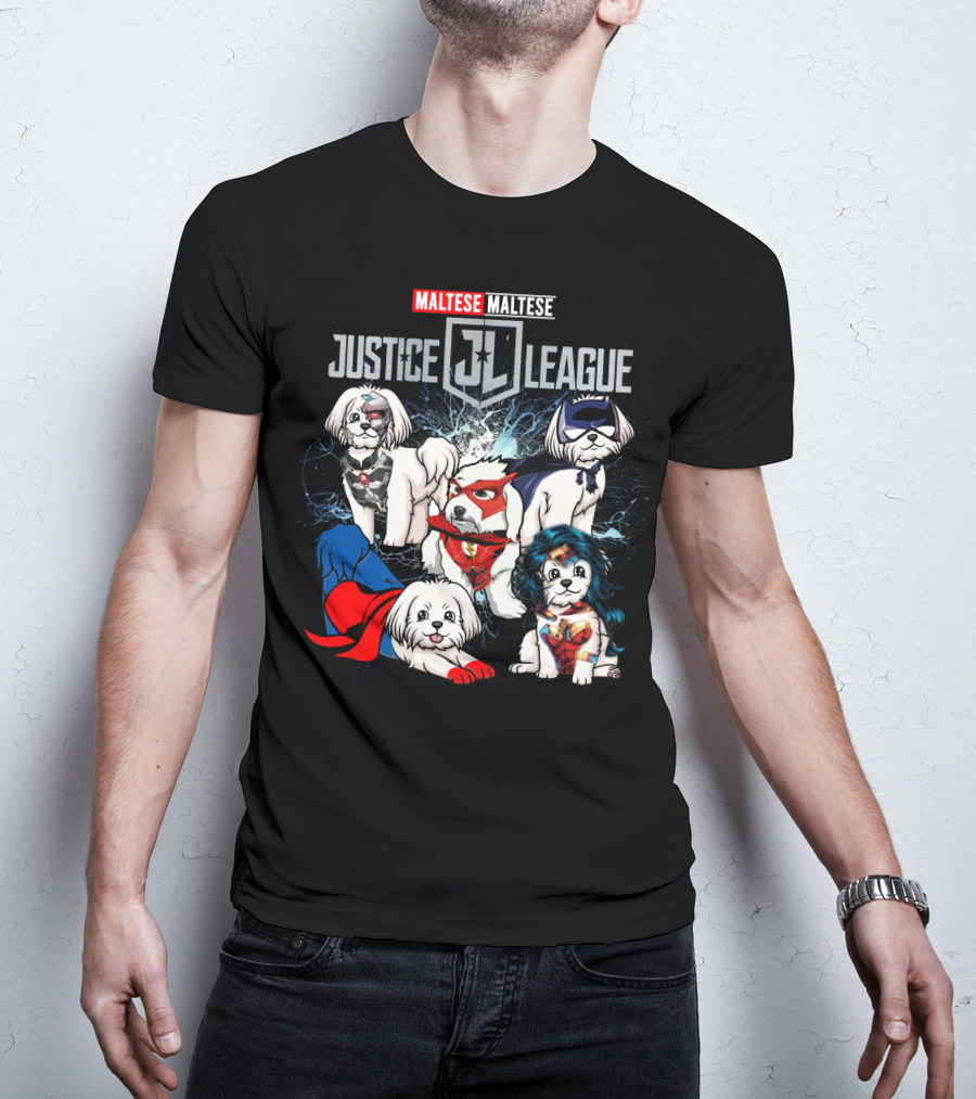 Justice League Maltese Jl Superhero Dogs T-Shirt