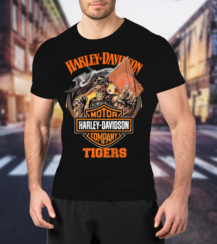 Harley Davidson Motor Company Clemson Tigers Skeleton T-Shirt
