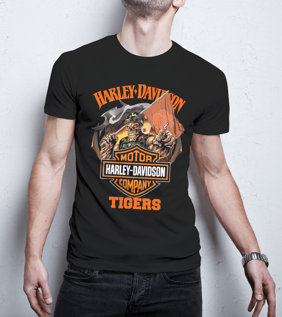 Harley Davidson Motor Company Clemson Tigers Skeleton T-Shirt