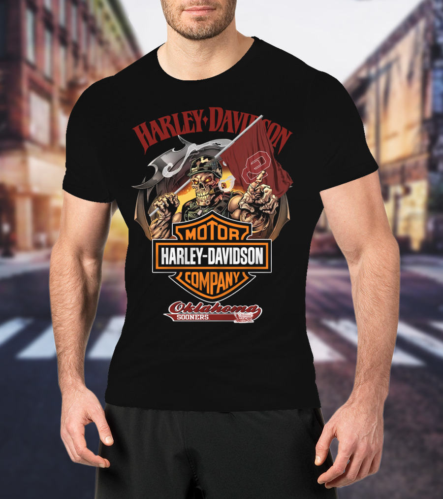 Harley Davidson Motor Company Oklahoma Sooners Skeleton Rider T-Shirt
