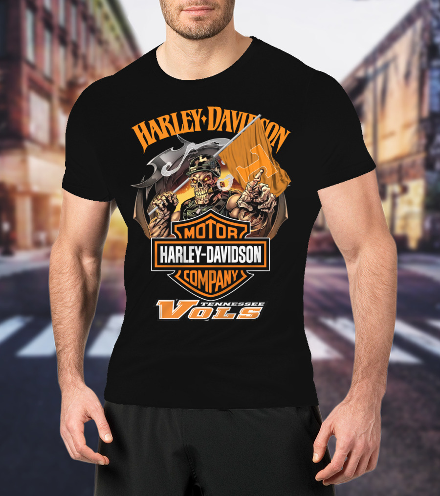 Harley Davidson Tennessee Volunteers Vols Skeleton T-Shirt