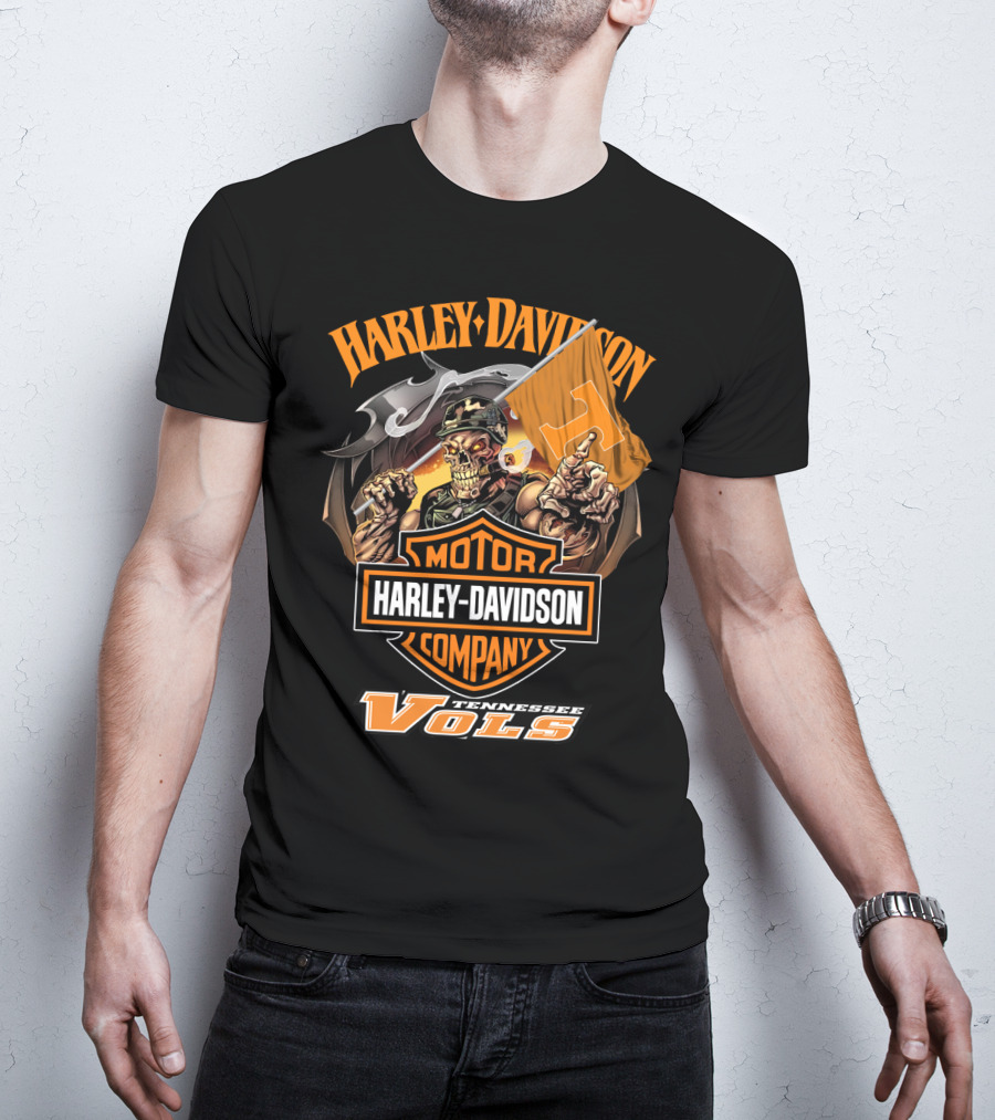 Harley Davidson Tennessee Volunteers Vols Skeleton T-Shirt