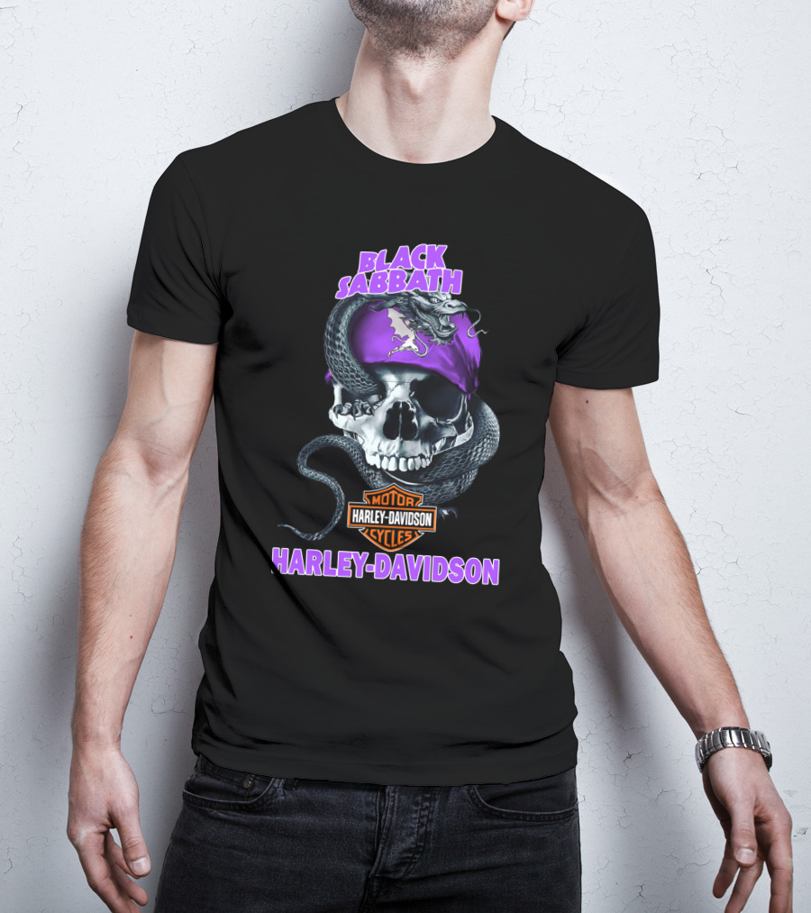 Black Sabbath Harley Davidson Skull Snake T-Shirt