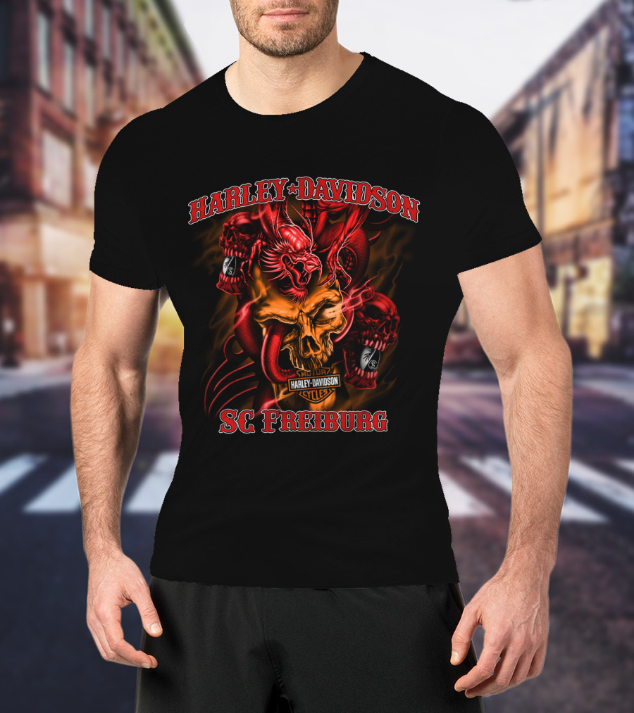 Harley Davidson Sc Freiburg Skull And Dragons T-Shirt