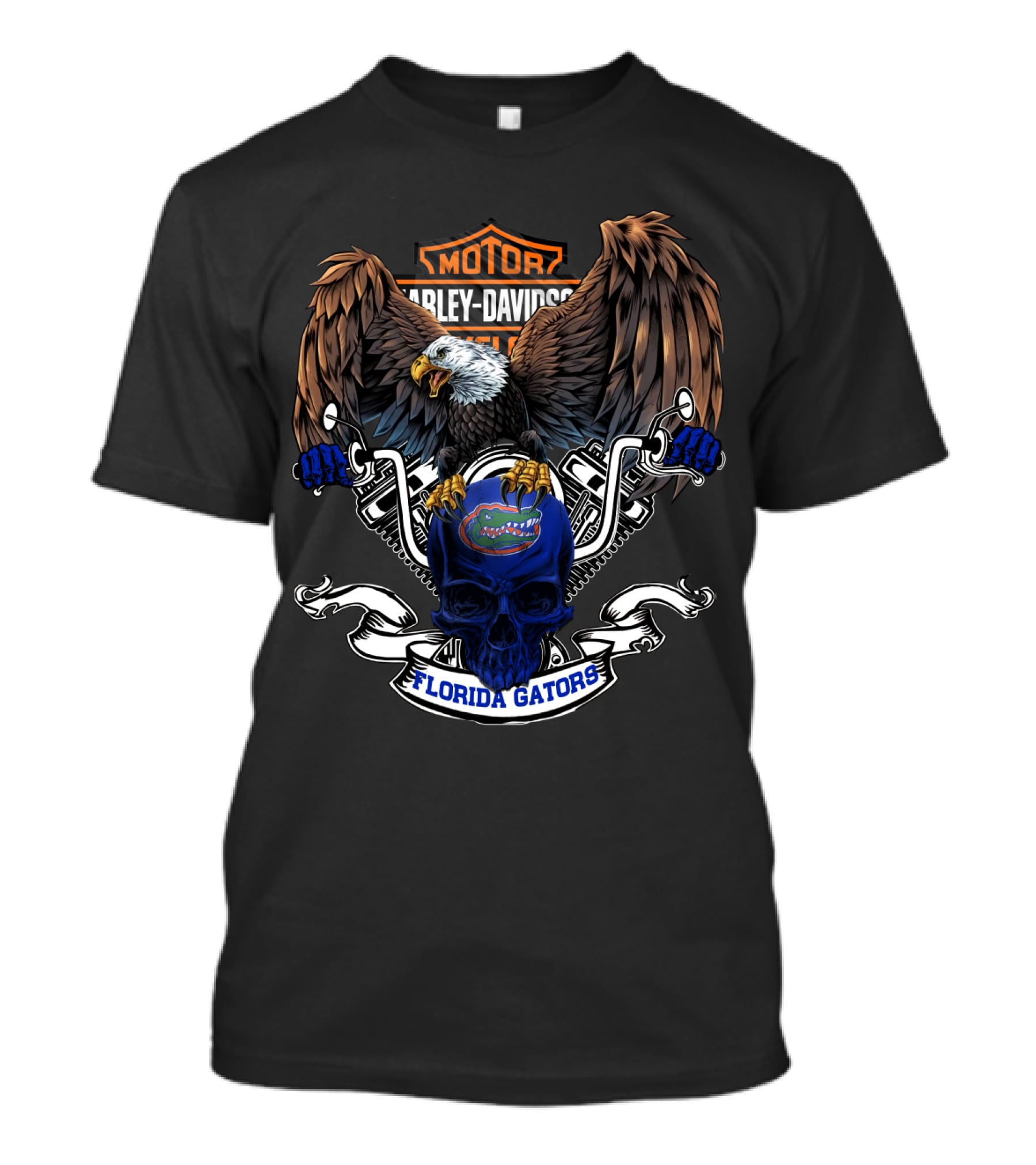 Florida Gators Eagle Skull Harley Davidson Motorcycles Ncaa T-Shirt