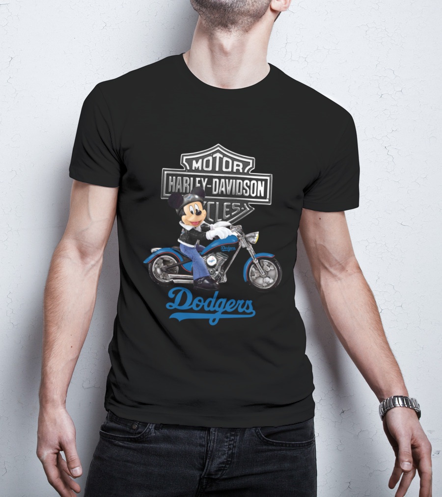 Mickey Mouse Harley Davidson Motorcycles Los Angeles Dodgers T-Shirt