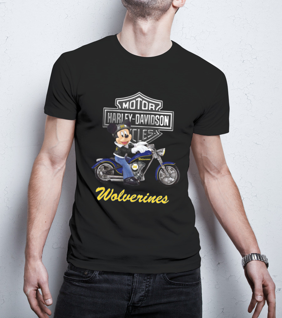 Motor Harley Davidson Cycles Wolverines Michigan Motorcycle Character T-Shirt