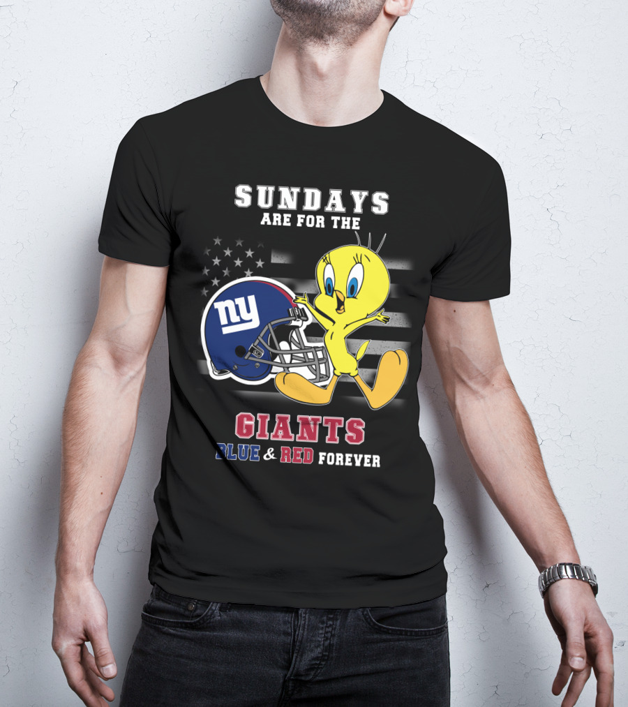 Sundays Are For The Giants Blue And Red Forever Tweety Football Helmet T-Shirt