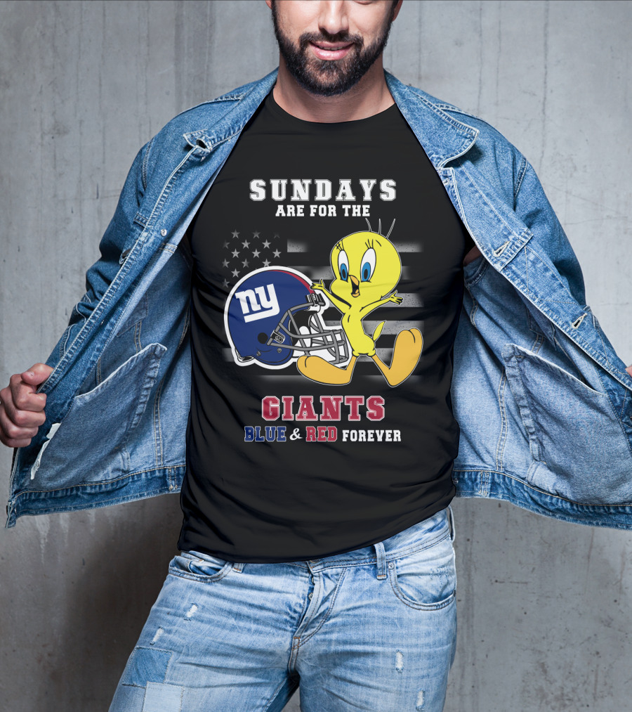 Sundays Are For The Giants Blue And Red Forever Tweety Football Helmet T-Shirt