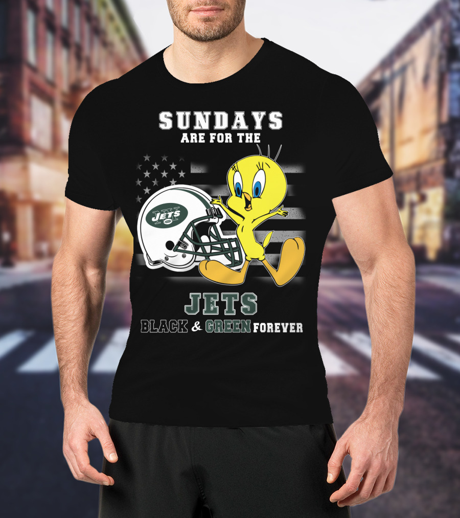 Sundays Are For The Jets Black & Green Forever Tweety T-Shirt