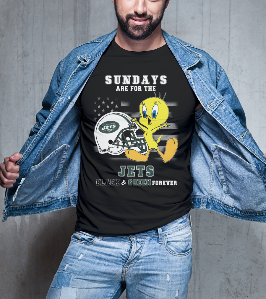 Sundays Are For The Jets Black & Green Forever Tweety T-Shirt