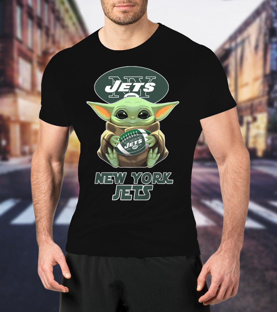 New York Jets Baby Yoda Football T-Shirt