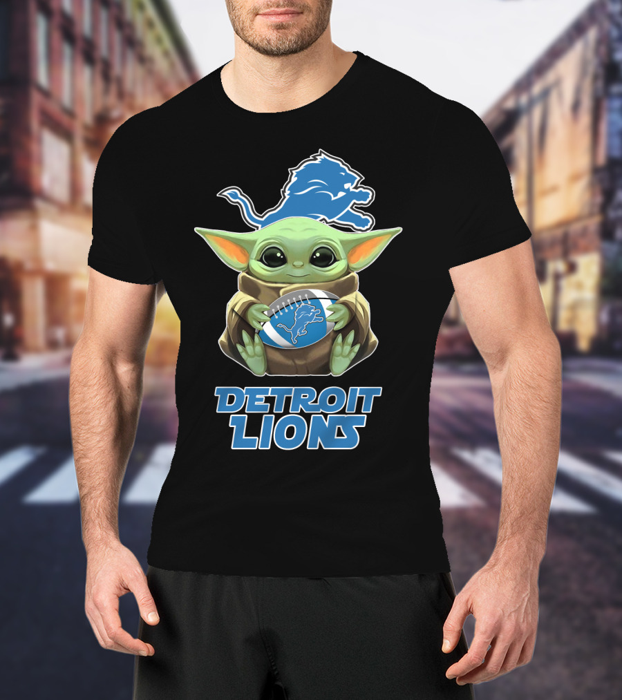 Detroit Lions Baby Yoda Football T-Shirt