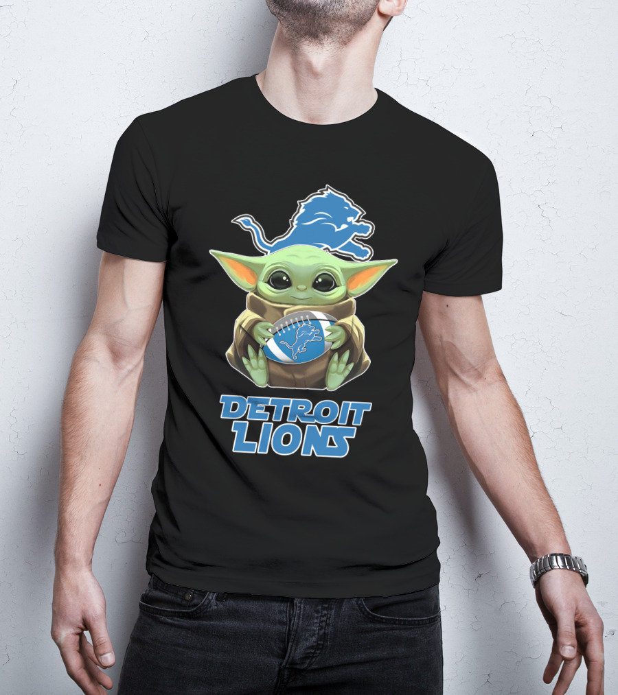Detroit Lions Baby Yoda Football T-Shirt
