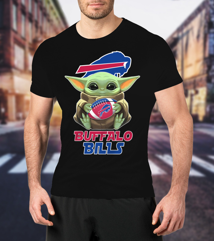 Buffalo Bills Baby Yoda Holding Football T-Shirt
