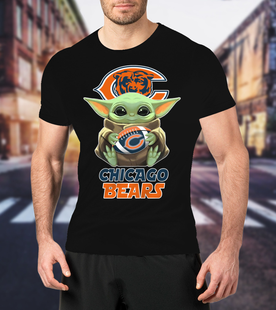 Chicago Bears Grogu Football T-Shirt