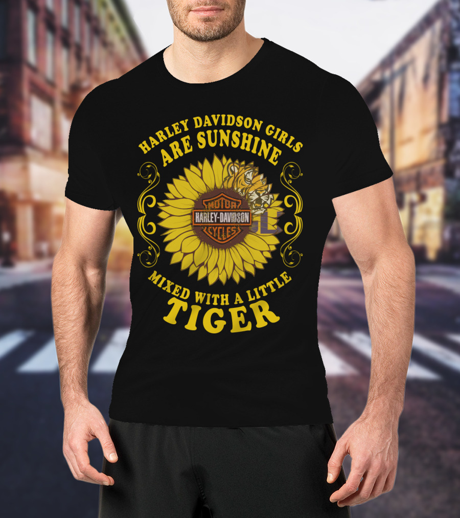 Harley Davidson Girls Are Sunshine Mixed With A Little Tiger T-Shirt