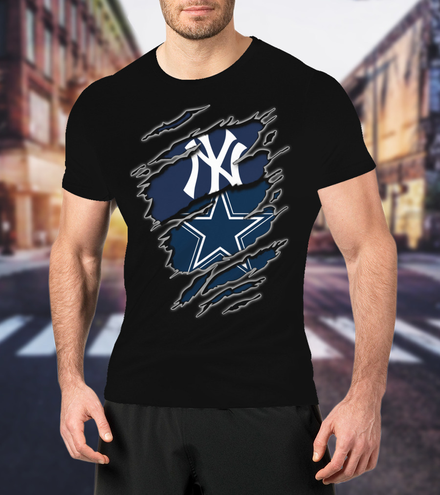 Ny Yankees Dallas Cowboys Fan Pride Fusion T-Shirt