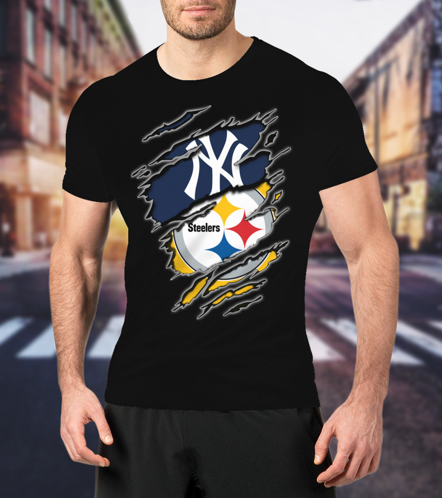 Yankees Steelers Fans Iconic Sports Logos T-Shirt